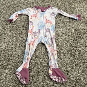 Burt's Bees Purple and Blue Animal Print Kids Footie